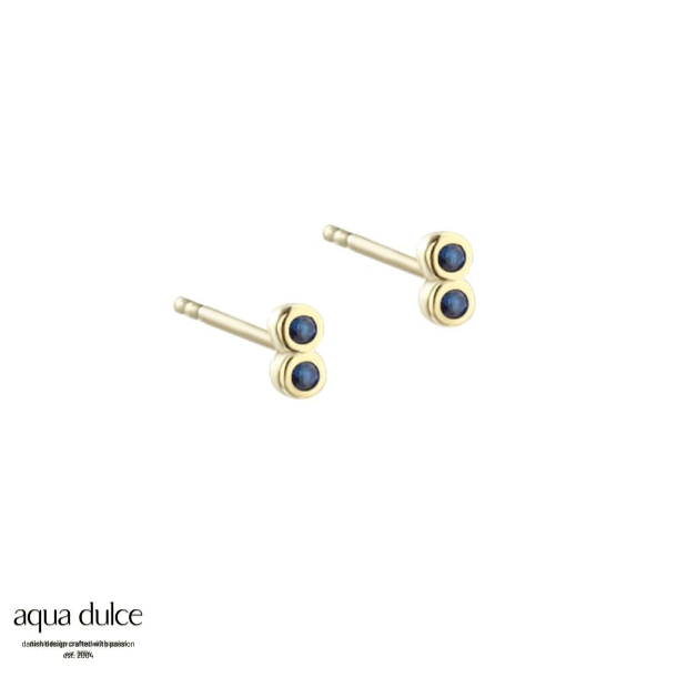 TINY BLUE, restikker i forgyldt sterling slv med 2 sm bl zirkonia.