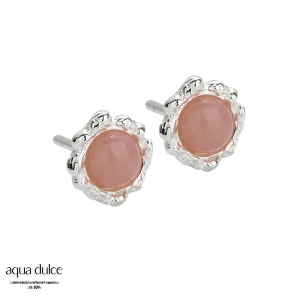 OPAL STUD, restikker i sterling slv med 6 mm. pink opal.