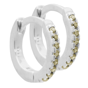 *Ronja - 10 mm. creoler i sterling s�lv med oliven gr�n zirkonia.