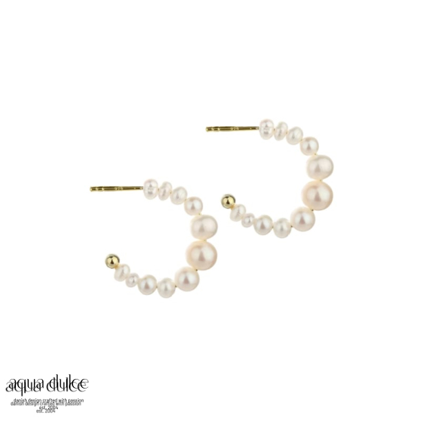 PRETTY PEARL HOOP SMALL |  GOLDEN