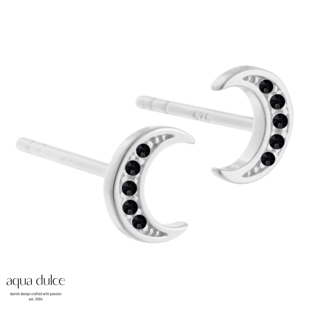 BLACK MOON EARSTUDS | SILVER