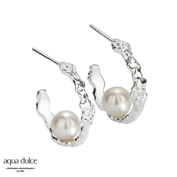 RUFFLE PEARL HOOP | SILVER