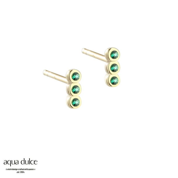 PETITE GREEN, restikker i forgyldt sterling slv med 3 sm grnne zirkonia.