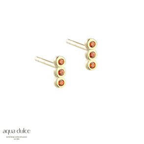 *PETITE ORANGE, �restikker i forgyldt sterling s�lv med 3 sm� orange zirkonia.