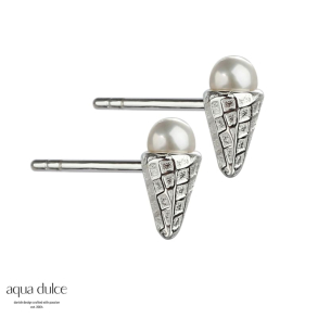 VANILLA, restikker i sterling slv med sm isvafler & ferskvandsperler.