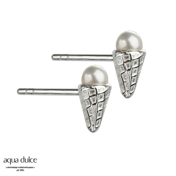 VANILLA, restikker i sterling slv med sm isvafler & ferskvandsperler.