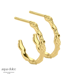 MILA HOOP, 15 mm. hoops i forgyldt sterling slv med ruflet overflade.