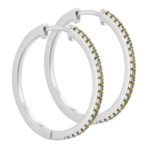 Ronja - 25 mm. creoler i sterling s�lv med oliven zirkonia