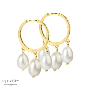 DIVINE, 20 mm. hoops i forgyldt sterling slv med 3 flotte ovale ferskvandsperler