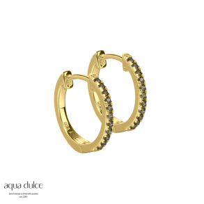 Ronja, 15 mm. smalle creoler i forgyldt sterling slv med oliven zirkonia.