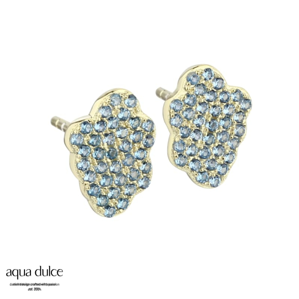 SKY,  restikker i forgyldt sterling slv med sky med lysebl zirkonia.