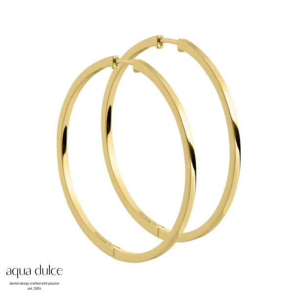 Margot - 35 mm. creoler i shiny forgyldt sterling slv med click ls.