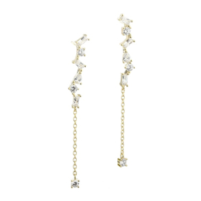 BAGUETTE LOVE, restikker i forgyldt sterling slv med flotte klare baguette zirkonia.