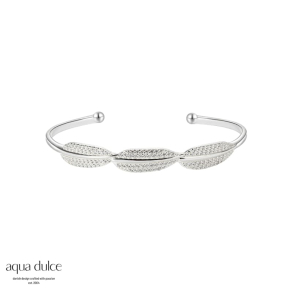 FLORA, armring i sterling slv med 3 blade & klare zirkonia.