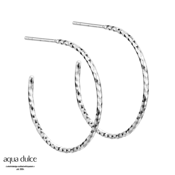 DIAMOND CUT HOOP 25 MM. | SILVER