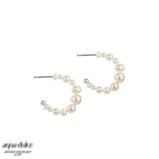PRETTY PEARL HOOP SMALL |  SILVER