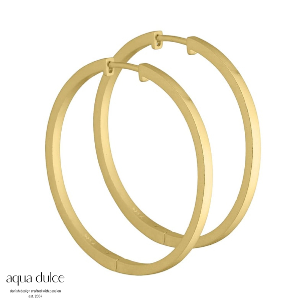 Melissa - 35 mm. creoler i sandblst forgyldt sterling slv med click ls.