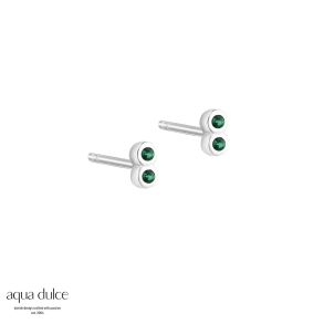 *TINY GREEN EARSTUD | SILVER