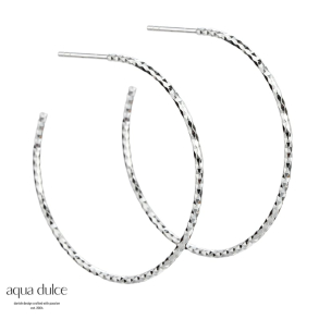 DIAMOND CUT HOOP 35 MM. | SILVER