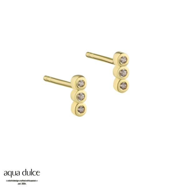 PETITE CLEAR, restikker i forgyldt sterling slv med 3 sm klare zirkonia.