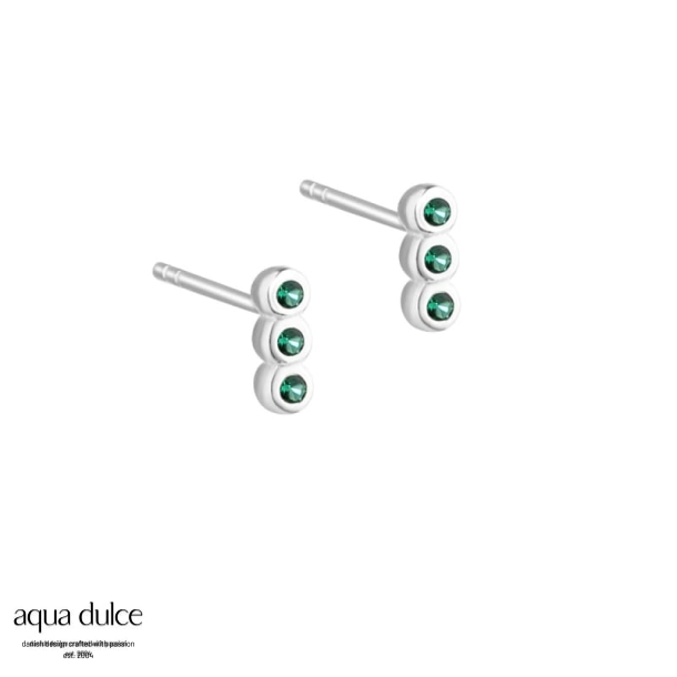 PETITE GREEN, restikker i sterling slv med 3 sm grnne zirkonia.