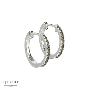 *Ronja, 15 mm. smalle creoler i sterling s�lv med oliven zirkonia.