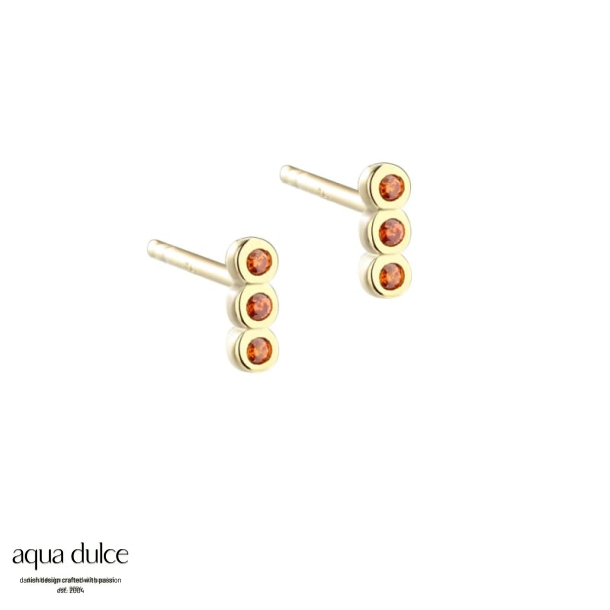 PETITE ORANGE, restikker i forgyldt sterling slv med 3 sm orange zirkonia.