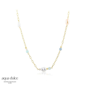 SKY BLUE PEARL NECKLACE | GOLDEN