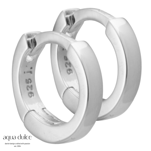 Maude, 10 mm. blank enkelt creol med klikls i sterling slv