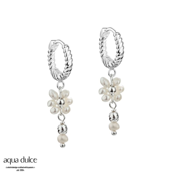 DAISY PEARL HOOPS 12 MM. | SILVER