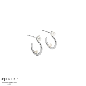 SWAN PEARL HOOP SMALL | SILVER
