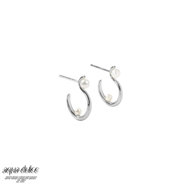 SWAN PEARL HOOP SMALL | SILVER