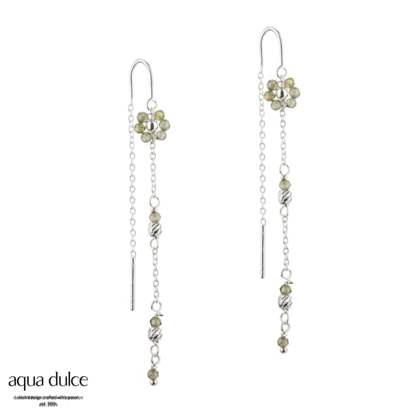 *DAISY OLIVE, �retr�de i sterling s�lv med oliven blomster & twisted s�lv kugler.