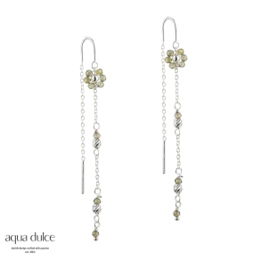 DAISY OLIVE, retrde i sterling slv med oliven blomster & twisted slv kugler.