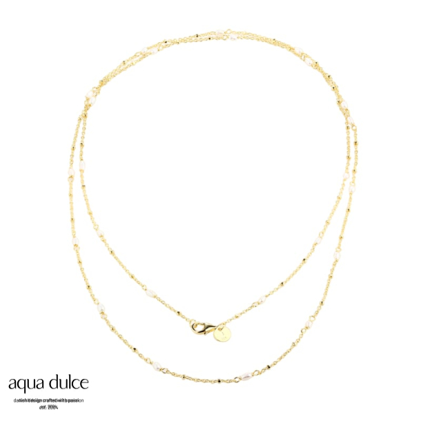RICE DOTS LONG NECKLACE | GOLDEN