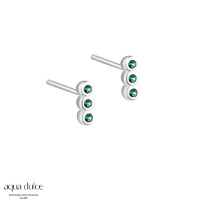 *PETITE GREEN, �restikker i sterling s�lv med 3 sm� gr�nne zirkonia.