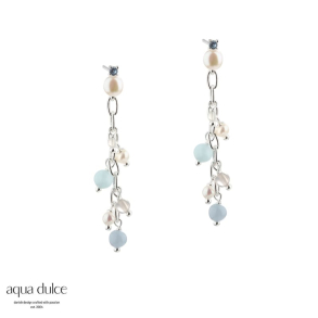 SKY BLUE CHAIN EARRING | SILVER