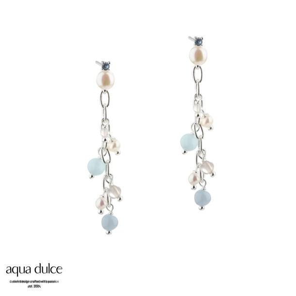 SKY BLUE CHAIN EARRING | SILVER