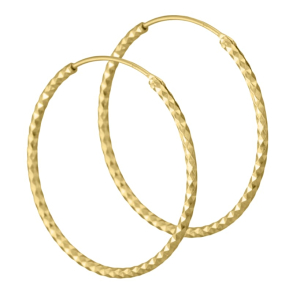 Donna, 30 mm. hoops i forgyldt sterling slv med diamond cut mnster