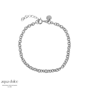 BALOO ANKLET, Ankelkde i sterling slv med runde led med linier i. 22 + 4 cm.