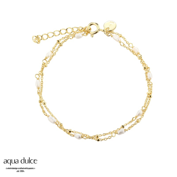 RICE DOT DOUBLE BRACELET | GOLDEN