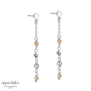 NEW ALBA, restikker i sterling slv med mnter, rosa & gr perler.