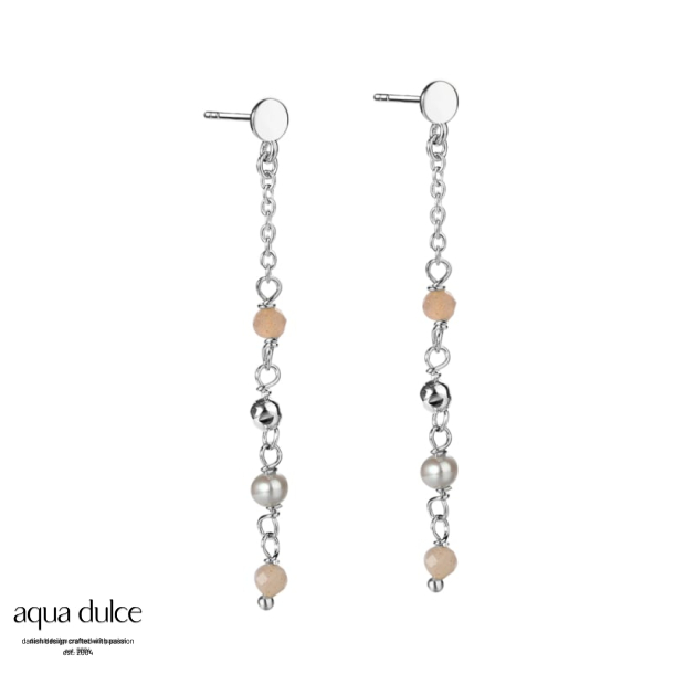 NEW ALBA, restikker i sterling slv med mnter, rosa & gr perler.