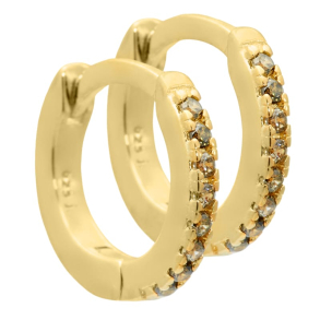 Ronja - 10 mm. creoler i forgyldt sterling slv med oliven grn zirkonia.