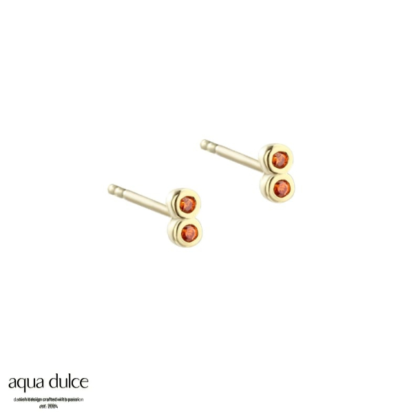 TINY ORANGE, restikker i forgyldt sterling slv med 2 sm orange zirkonia.