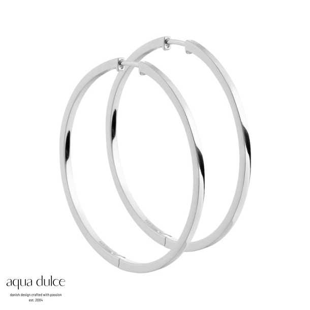 Margot - 35 mm. creoler i shiny sterling slv med click ls.