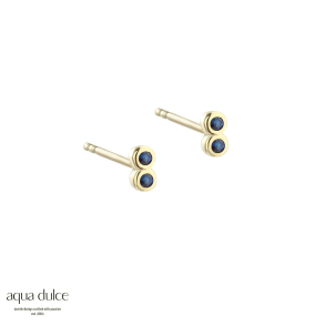 *TINY BLUE, �restikker i forgyldt sterling s�lv med 2 sm� bl� zirkonia.