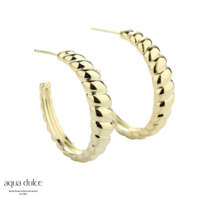 BIG SUKI, 30 mm. Creoler i forgyldt sterling slv med snoninger