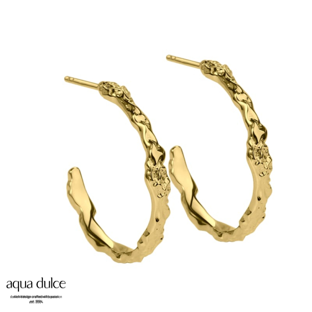 MILA HOOP, 25 mm. hoops i forgyldt sterling slv med ruflet overflade.