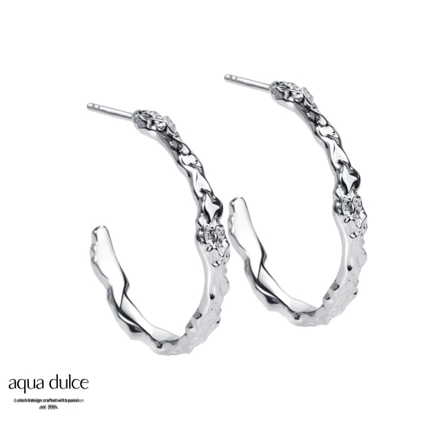 MILA HOOP, 25 mm. hoops i sterling slv med ruflet overflade.